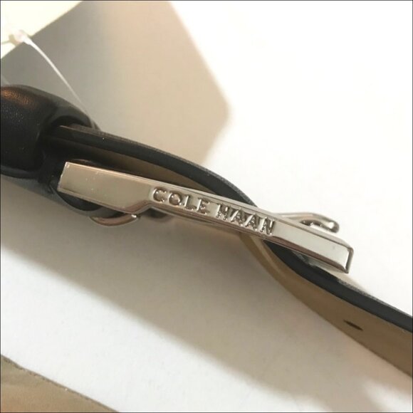 Cole Haan Men’s Black & Tan Leather Belt w/Laser Cut Detailing- Size 36”-NWT - Picture 3 of 4